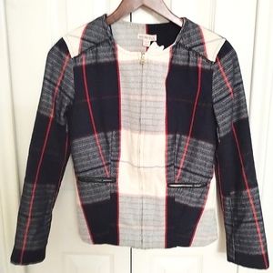 Plaid Zippered Blazer Jacket